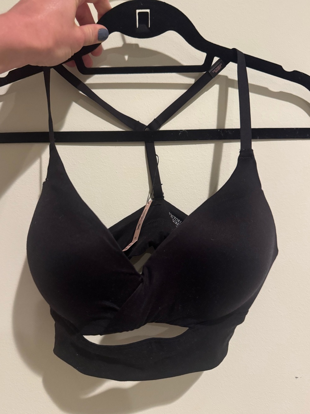 Victoria's Secret Black Strappy Wireless Bralette with Crisscross Back